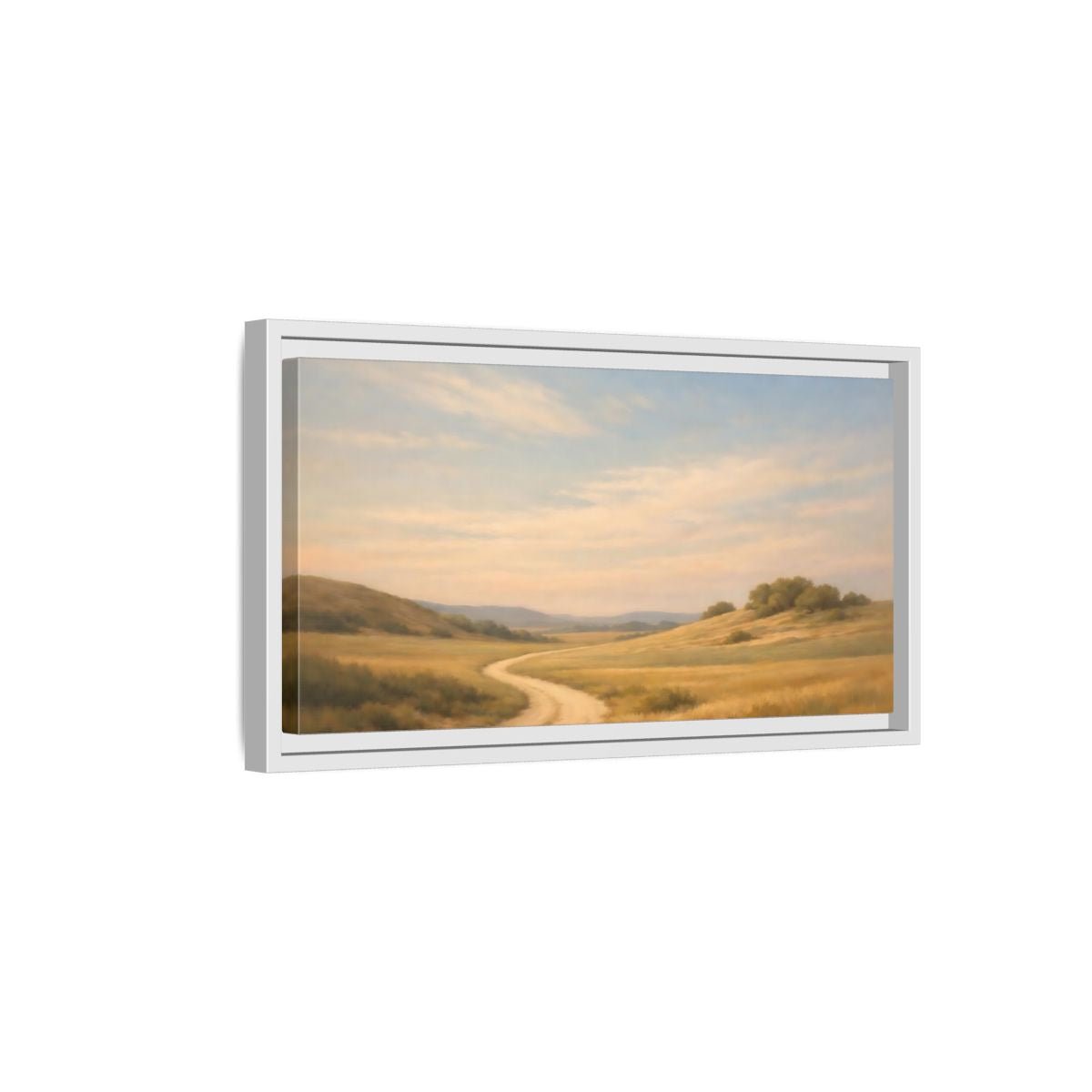 Landscape Nature Winding Road Golden Fields - Framed Canvas Wall Art Print - YesArtYes