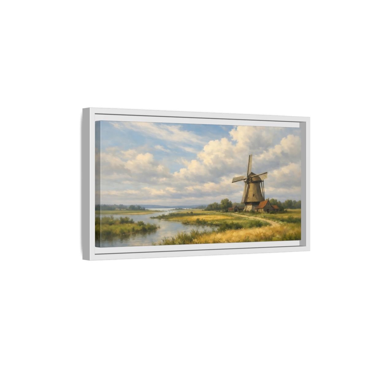 Landscape Nature Windmill Rural - Framed Canvas Wall Art Print - YesArtYes