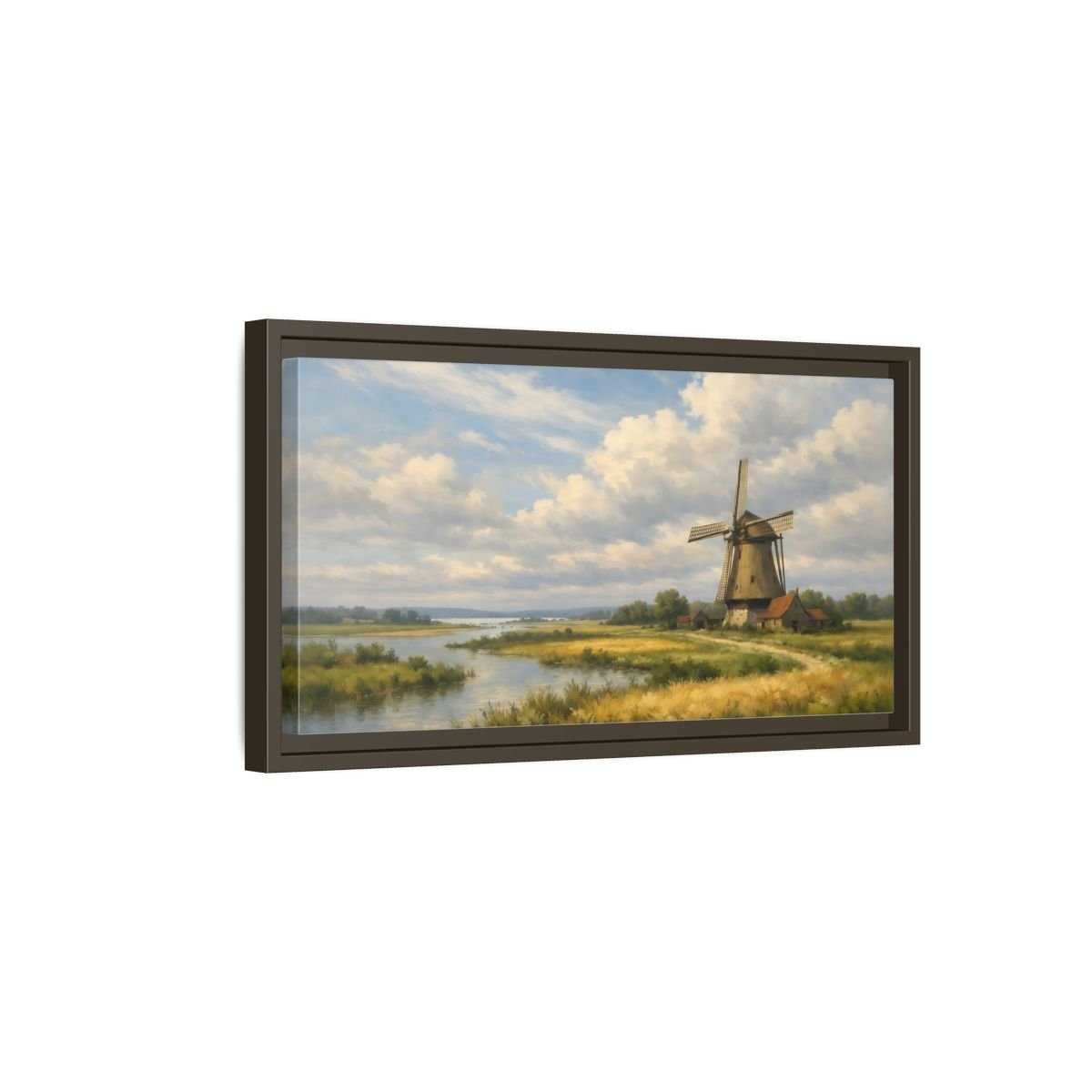 Landscape Nature Windmill Rural - Framed Canvas Wall Art Print - YesArtYes