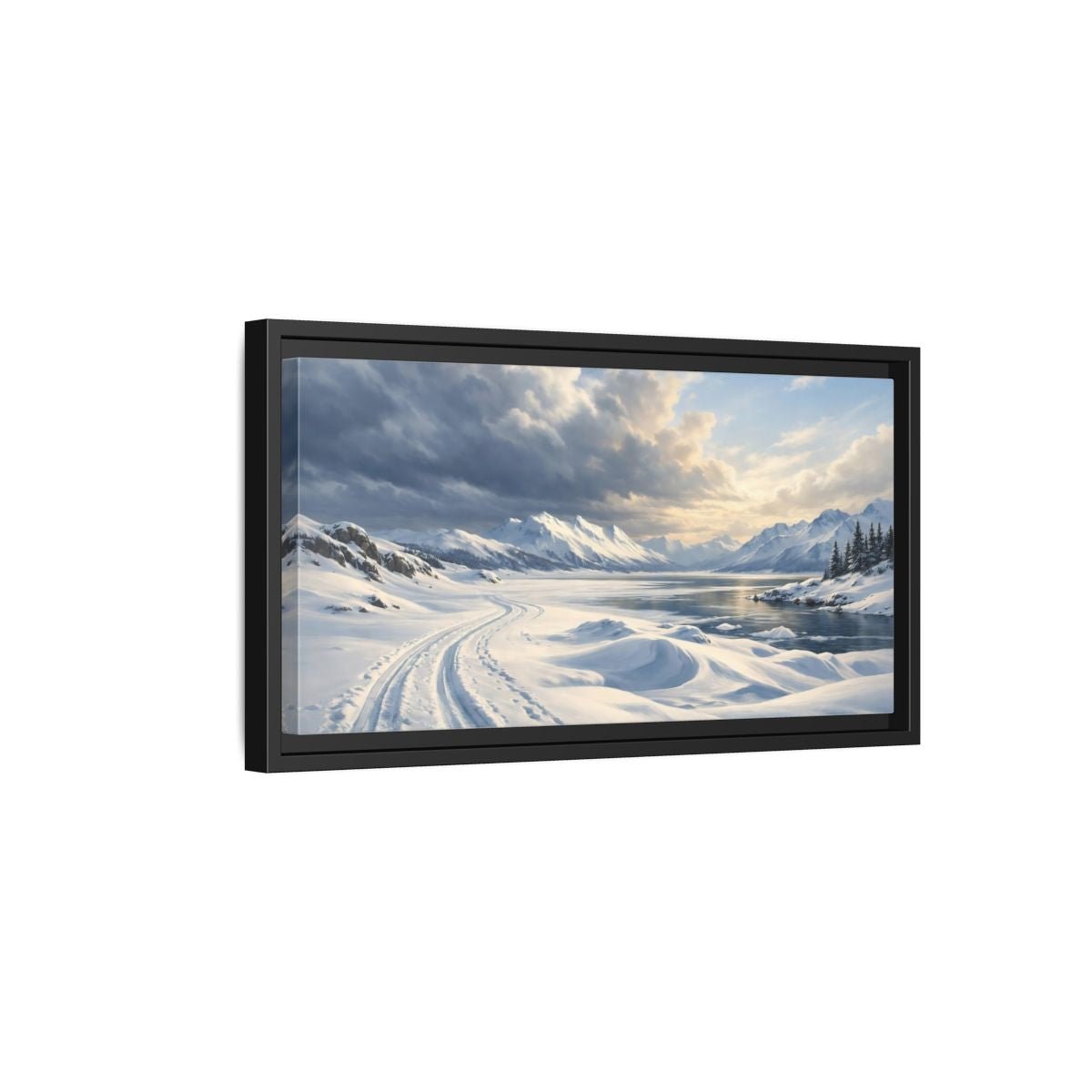 Landscape Nature Winter Blue - Framed Canvas Wall Art Print - YesArtYes