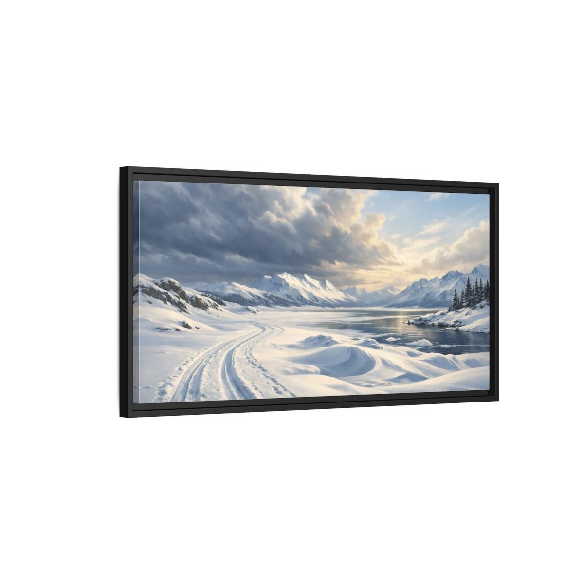 Landscape Nature Winter Blue - Framed Canvas Wall Art Print - YesArtYes