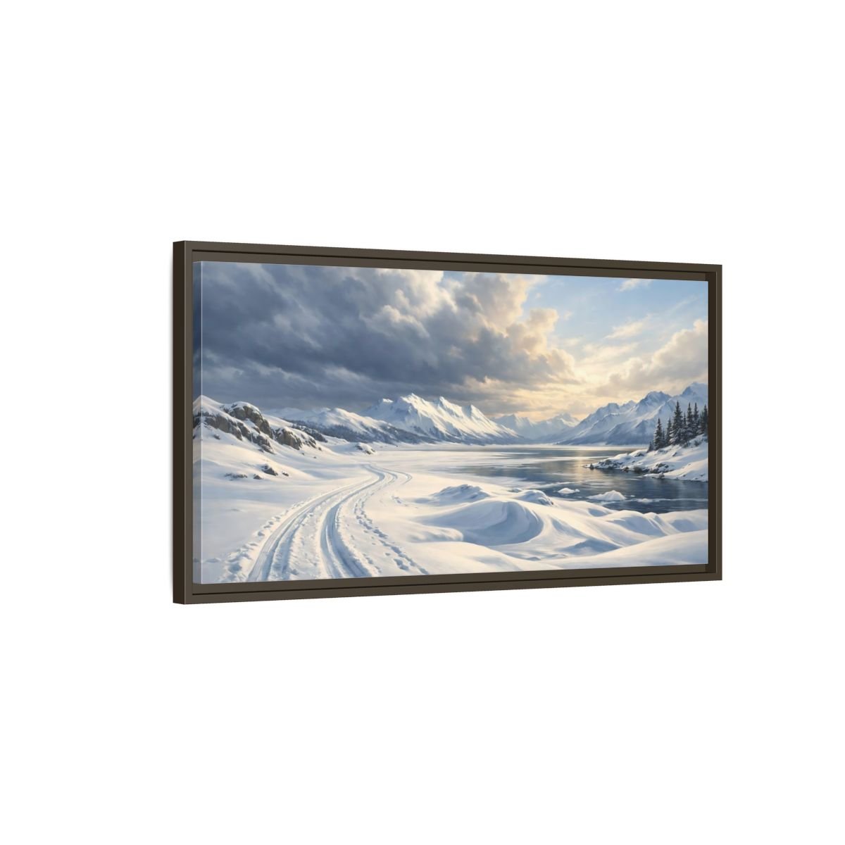 Landscape Nature Winter Blue - Framed Canvas Wall Art Print - YesArtYes