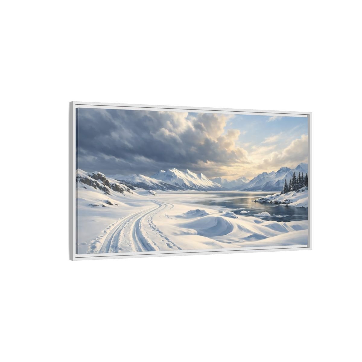 Landscape Nature Winter Blue - Framed Canvas Wall Art Print - YesArtYes