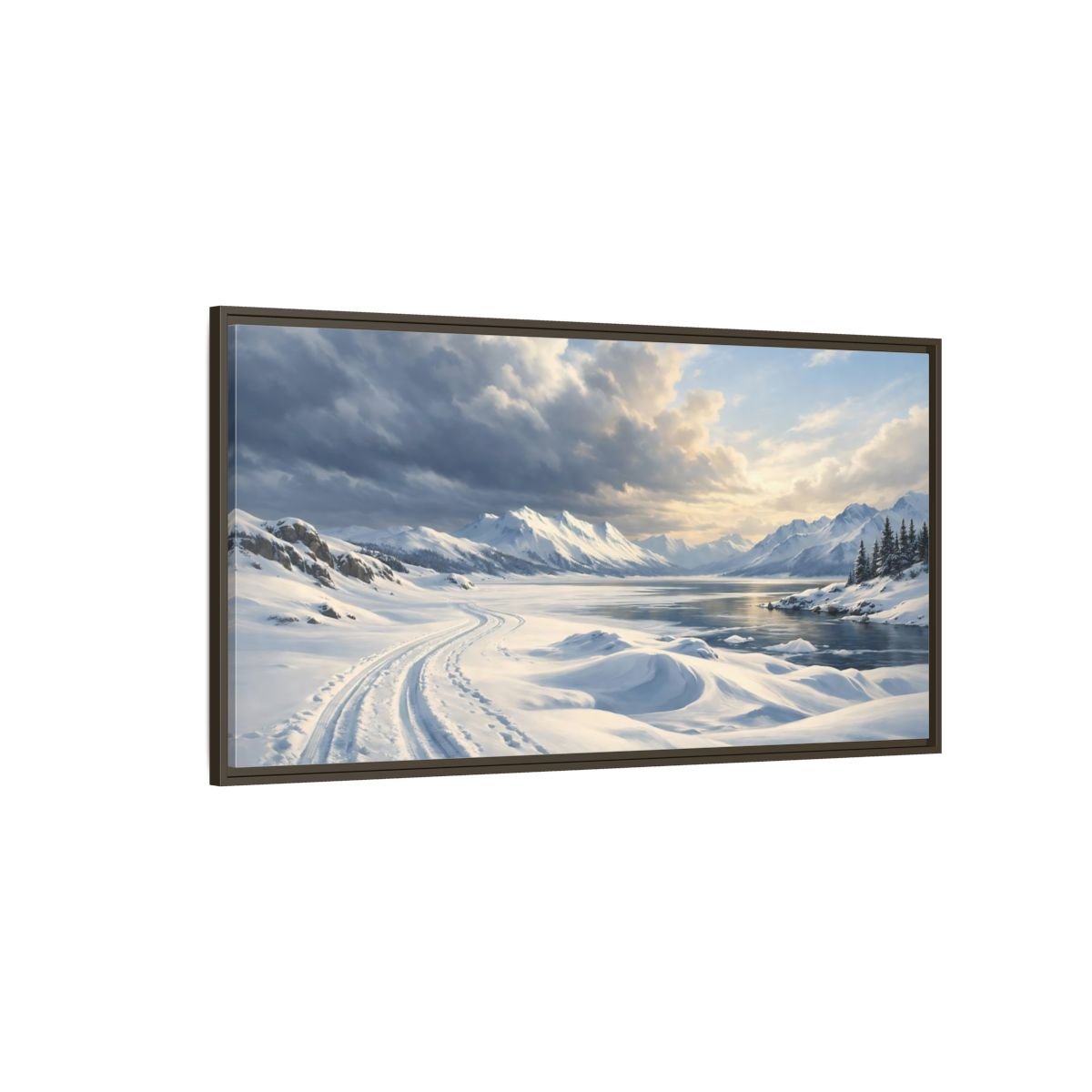 Landscape Nature Winter Blue - Framed Canvas Wall Art Print - YesArtYes
