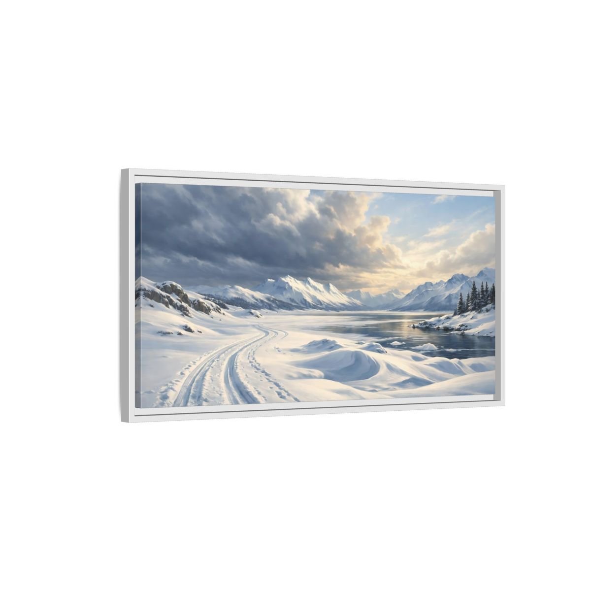 Landscape Nature Winter Blue - Framed Canvas Wall Art Print - YesArtYes