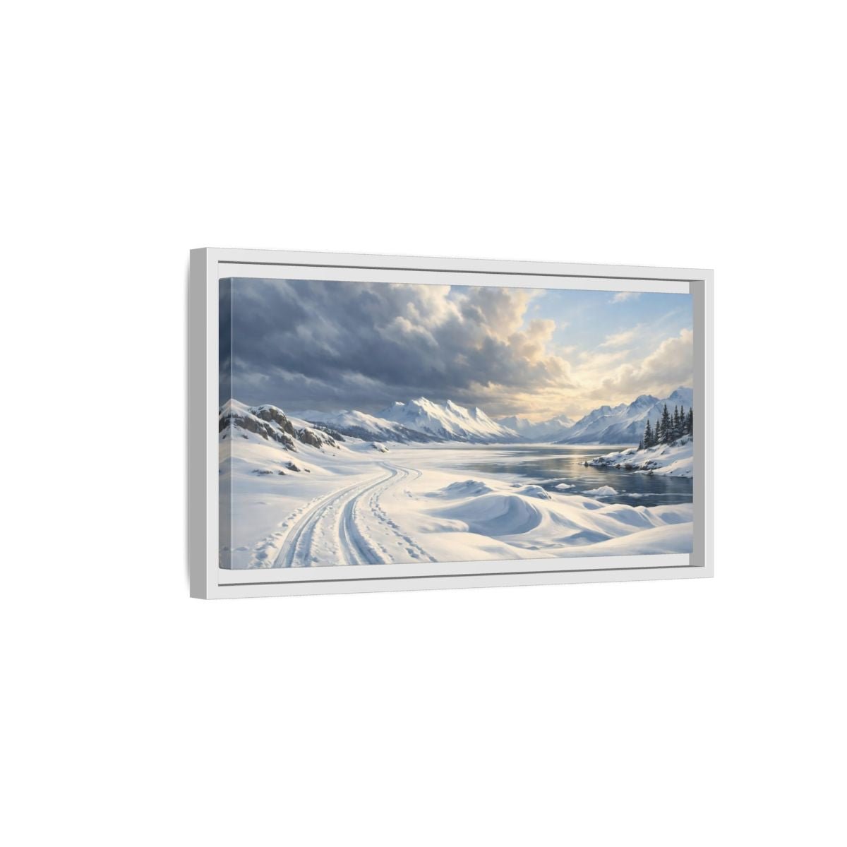 Landscape Nature Winter Blue - Framed Canvas Wall Art Print - YesArtYes