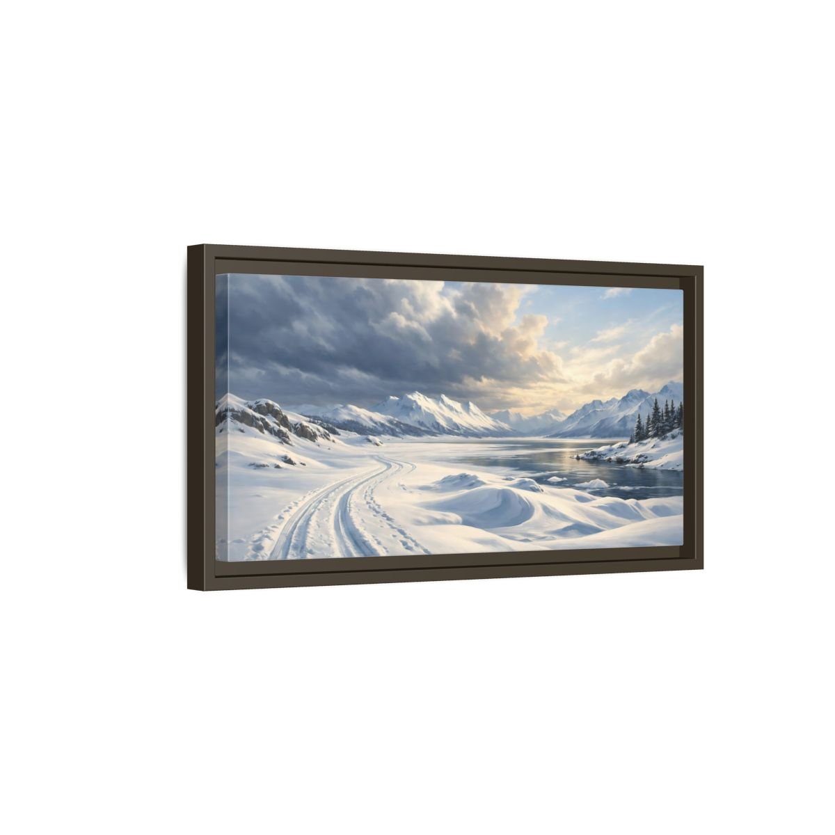 Landscape Nature Winter Blue - Framed Canvas Wall Art Print - YesArtYes