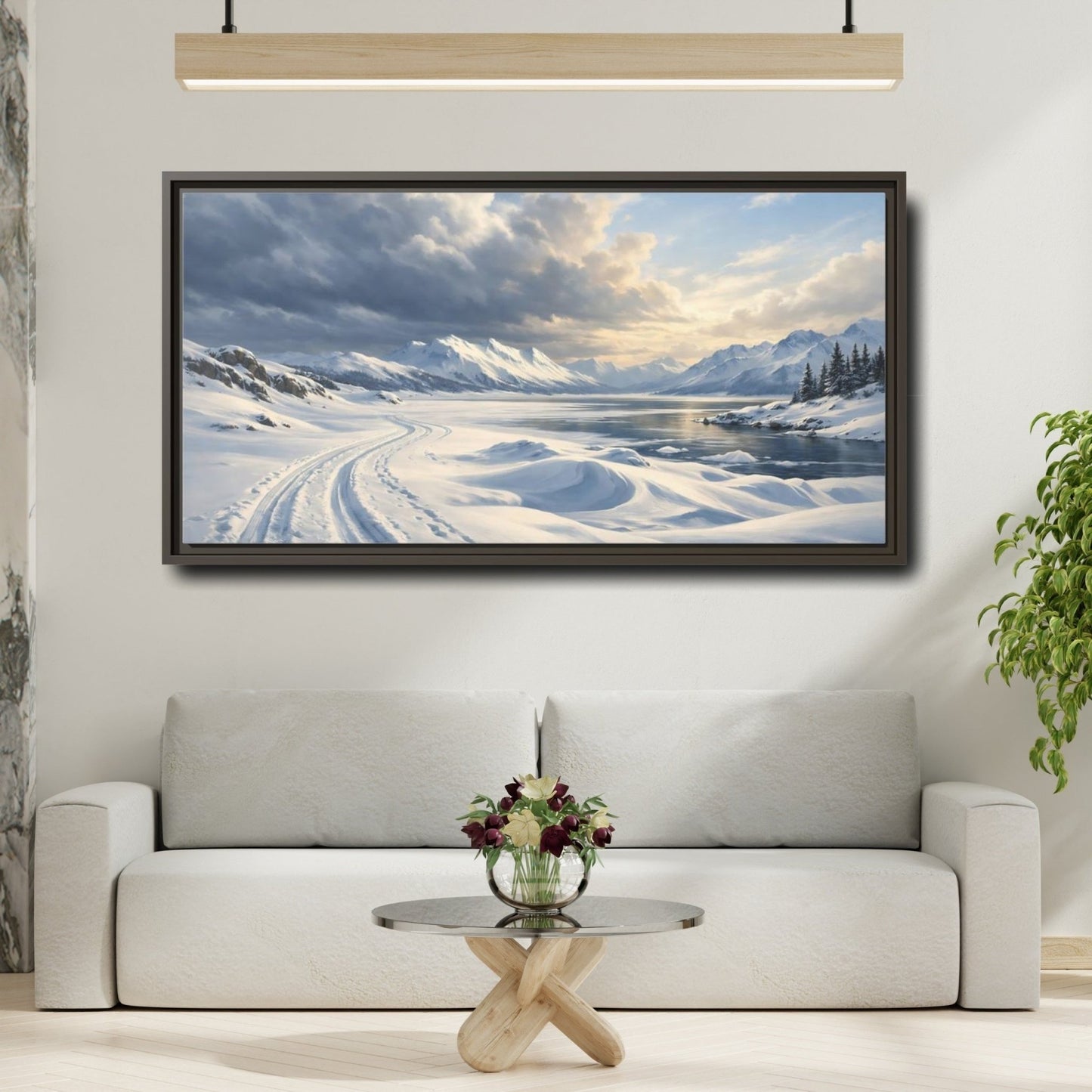 Landscape Nature Winter Blue - Framed Canvas Wall Art Print - YesArtYes