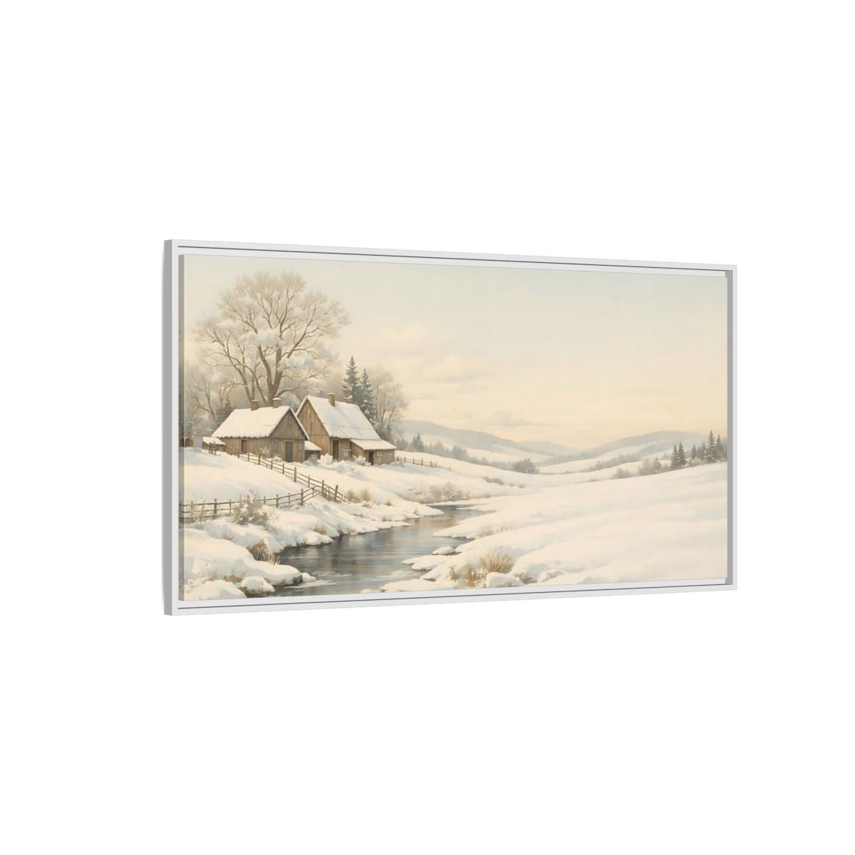 Landscape Nature Winter Muted - Framed Canvas Wall Art Print - YesArtYes