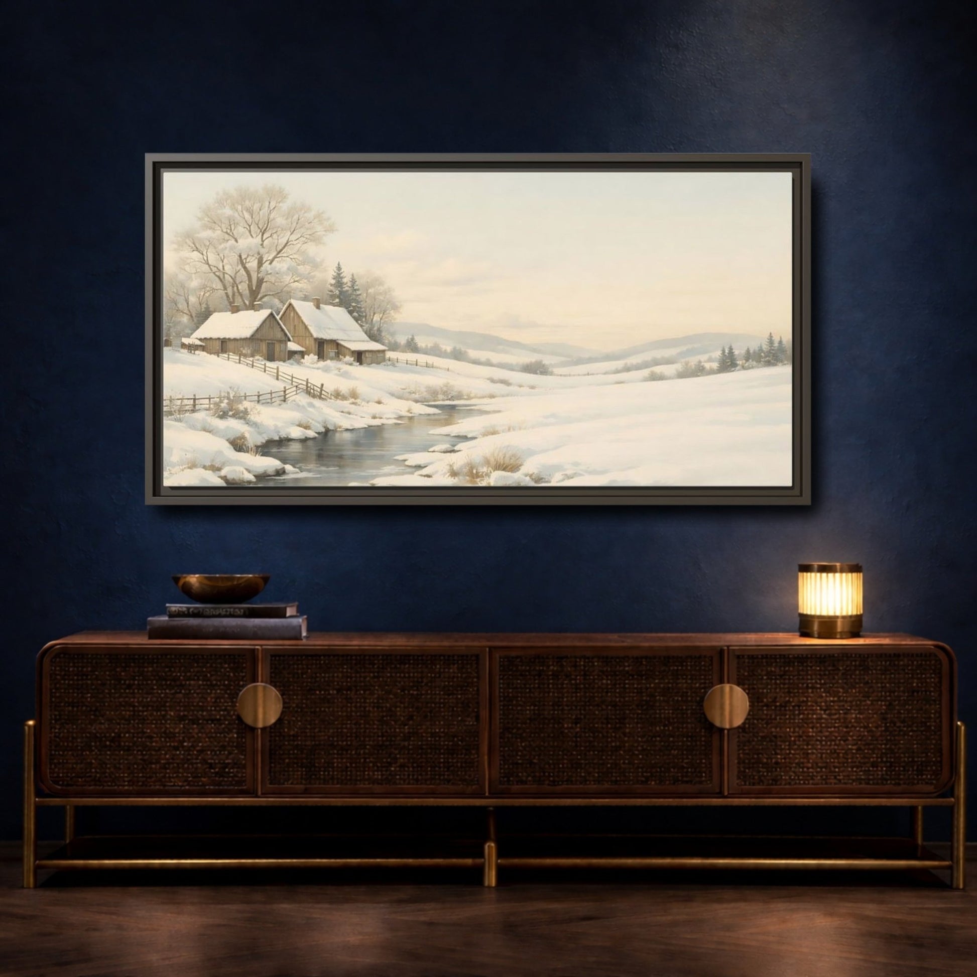 Landscape Nature Winter Muted - Framed Canvas Wall Art Print - YesArtYes