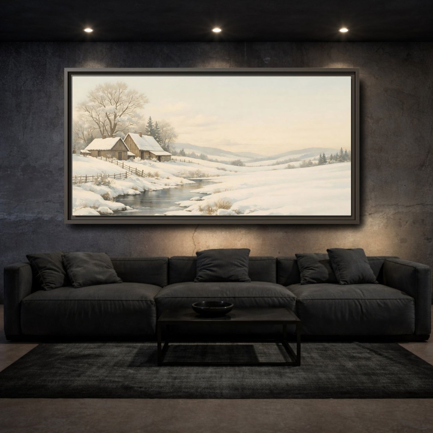 Landscape Nature Winter Muted - Framed Canvas Wall Art Print - YesArtYes