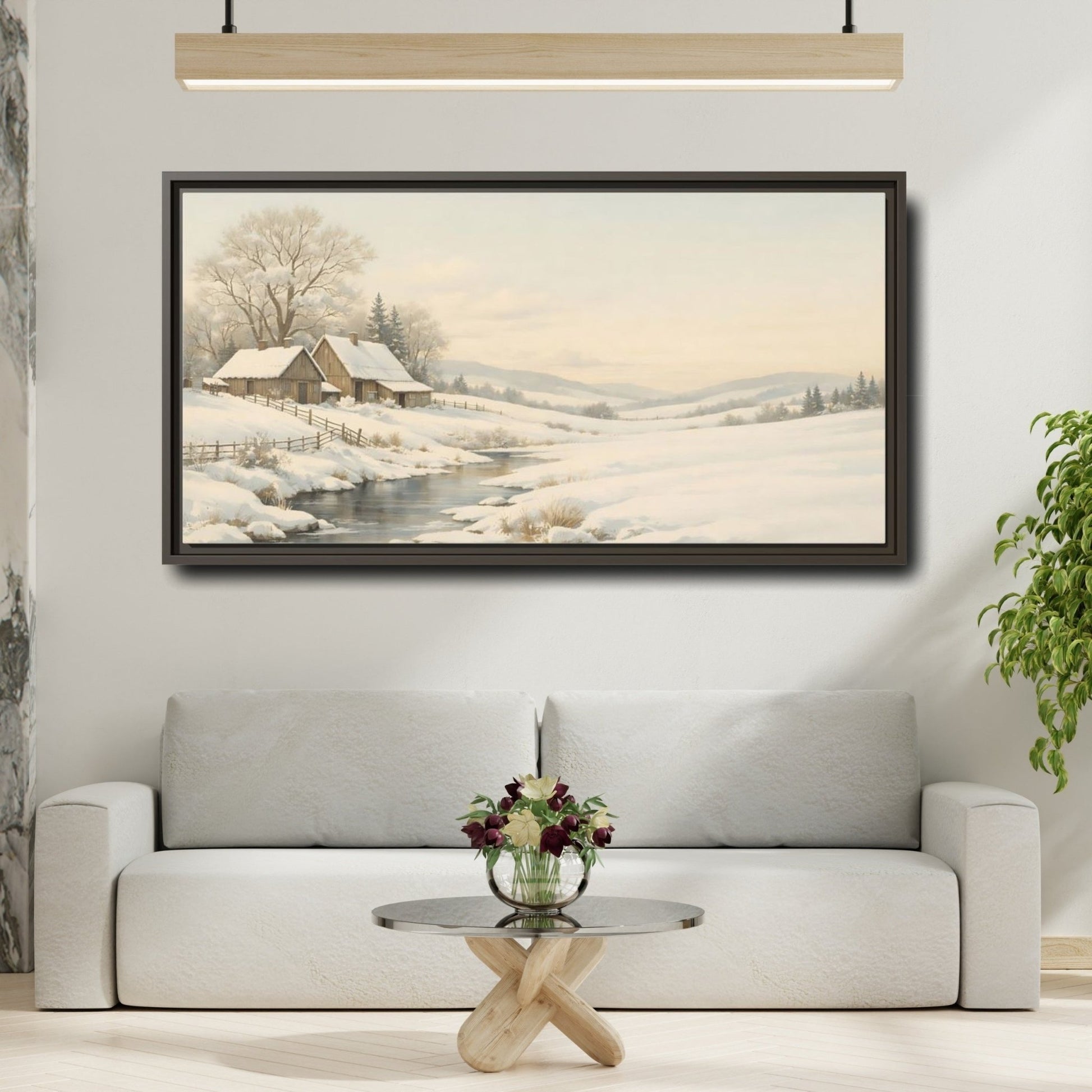Landscape Nature Winter Muted - Framed Canvas Wall Art Print - YesArtYes