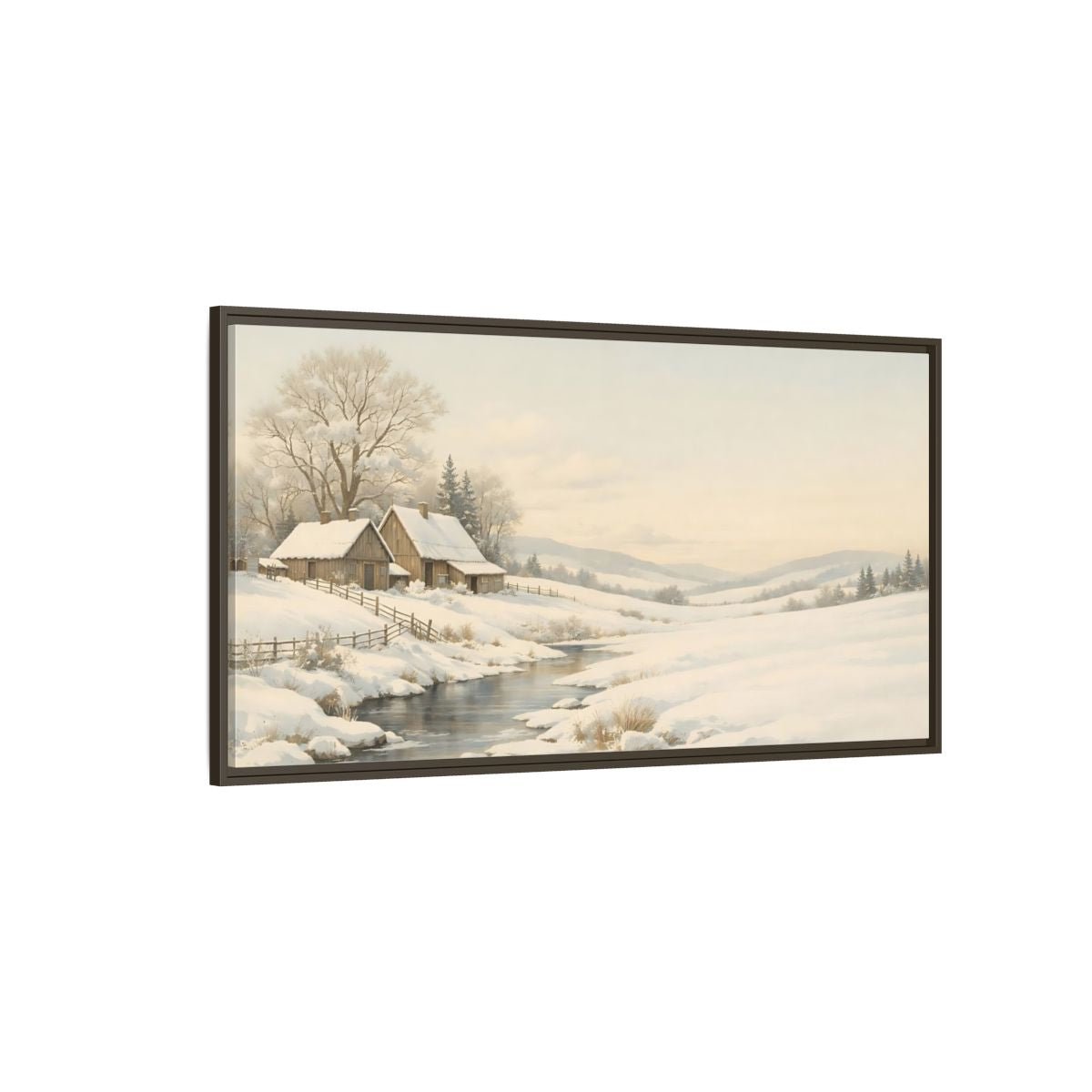 Landscape Nature Winter Muted - Framed Canvas Wall Art Print - YesArtYes