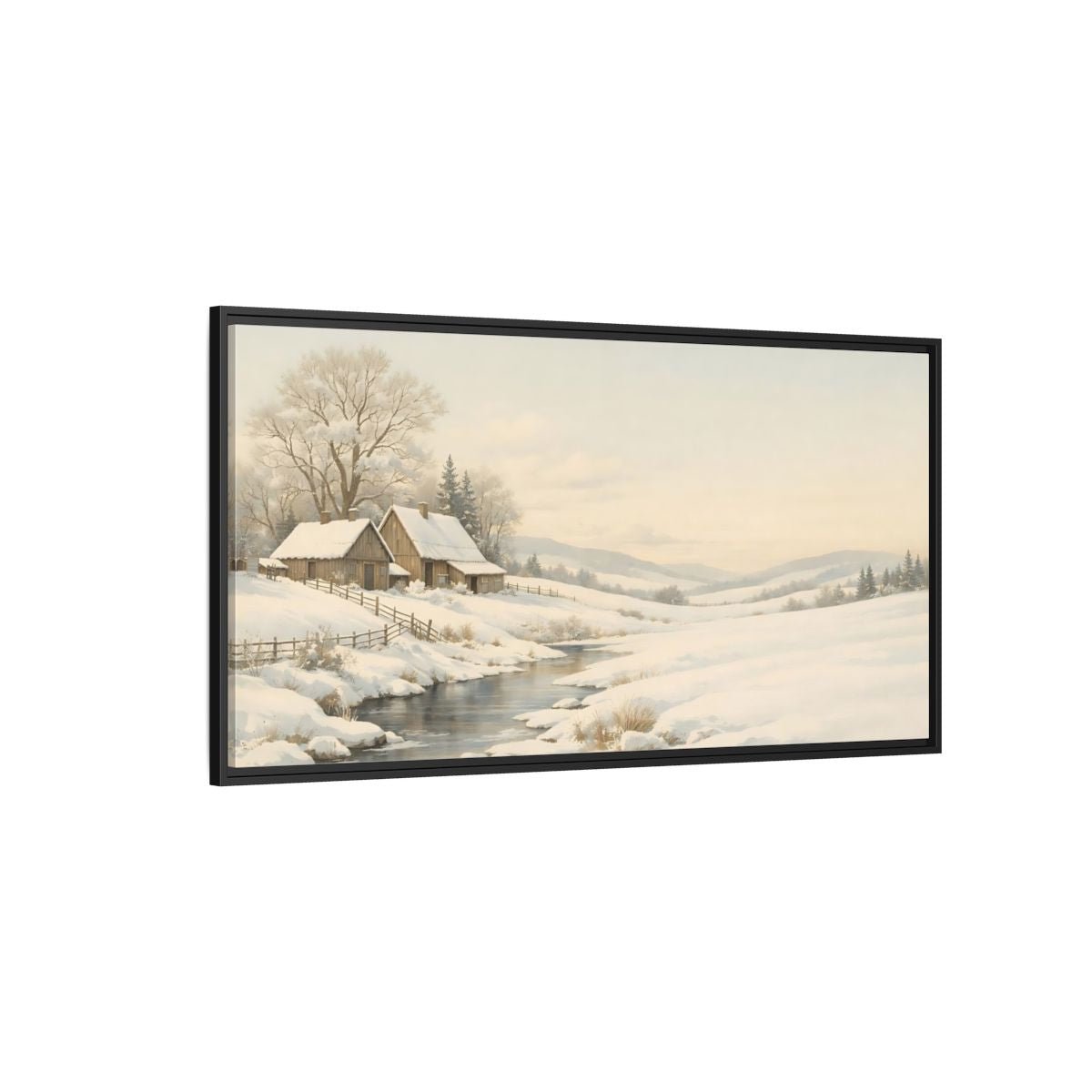 Landscape Nature Winter Muted - Framed Canvas Wall Art Print - YesArtYes