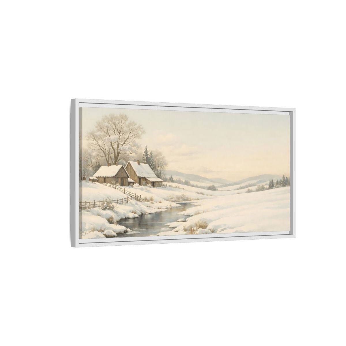 Landscape Nature Winter Muted - Framed Canvas Wall Art Print - YesArtYes