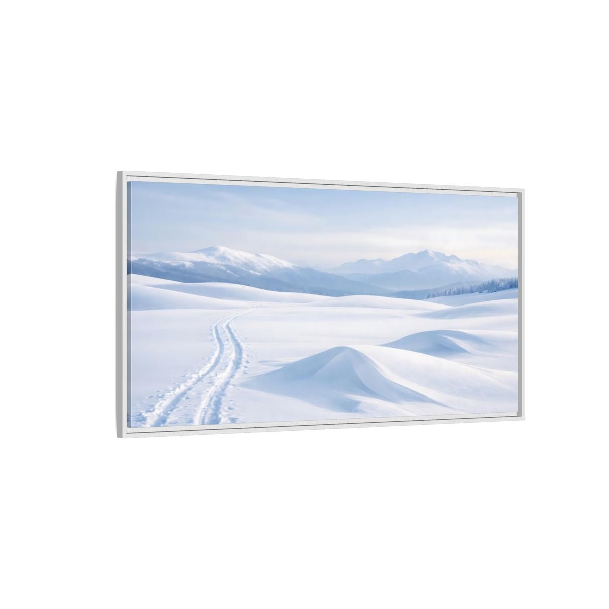 Landscape Nature Winter Snowy Blue - Framed Canvas Wall Art Print - YesArtYes