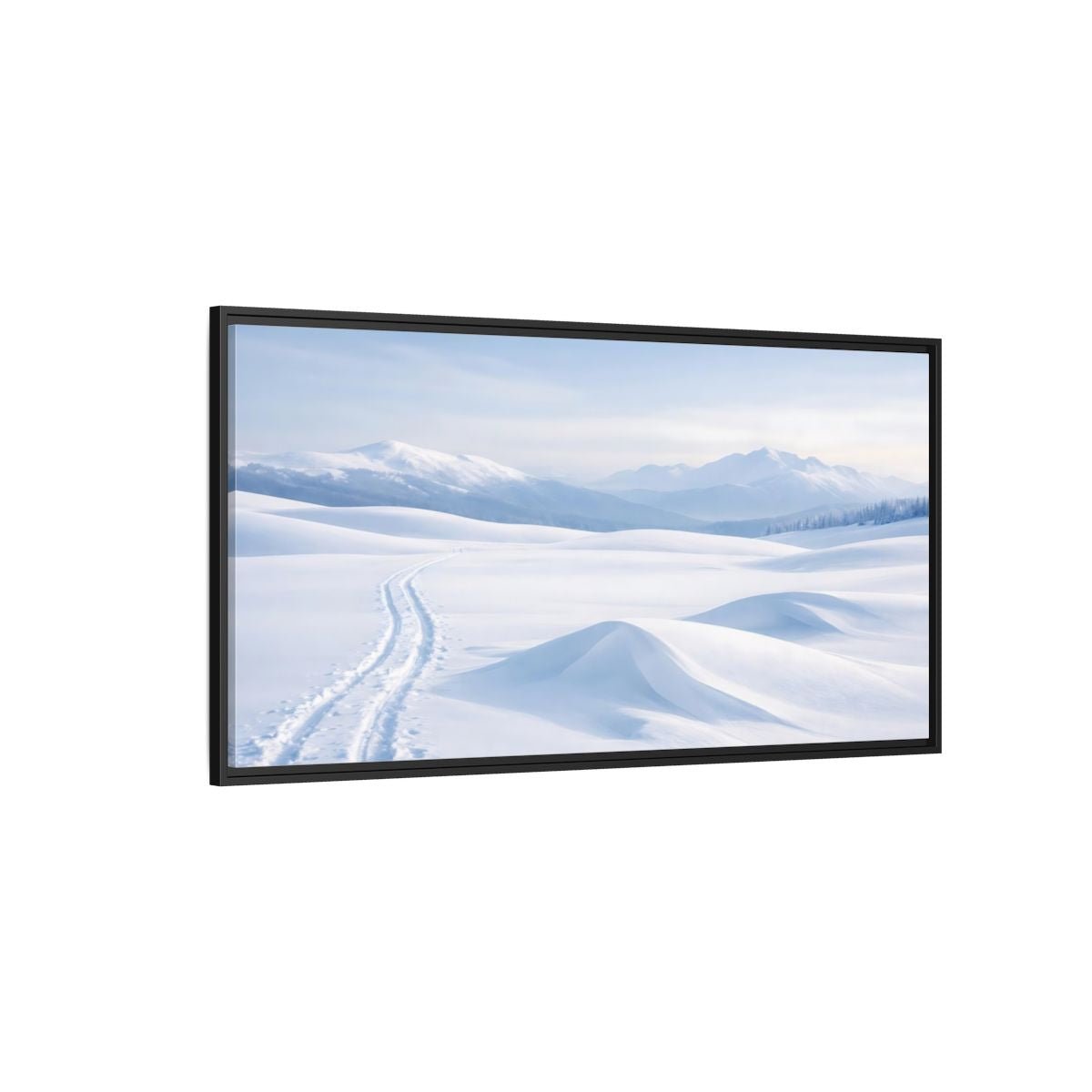 Landscape Nature Winter Snowy Blue - Framed Canvas Wall Art Print - YesArtYes