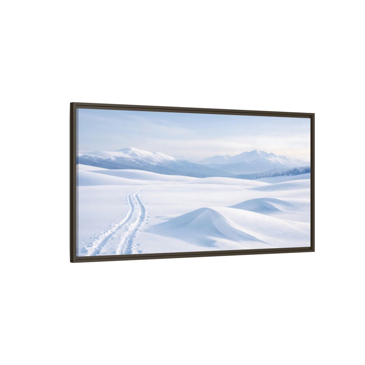 Landscape Nature Winter Snowy Blue - Framed Canvas Wall Art Print - YesArtYes