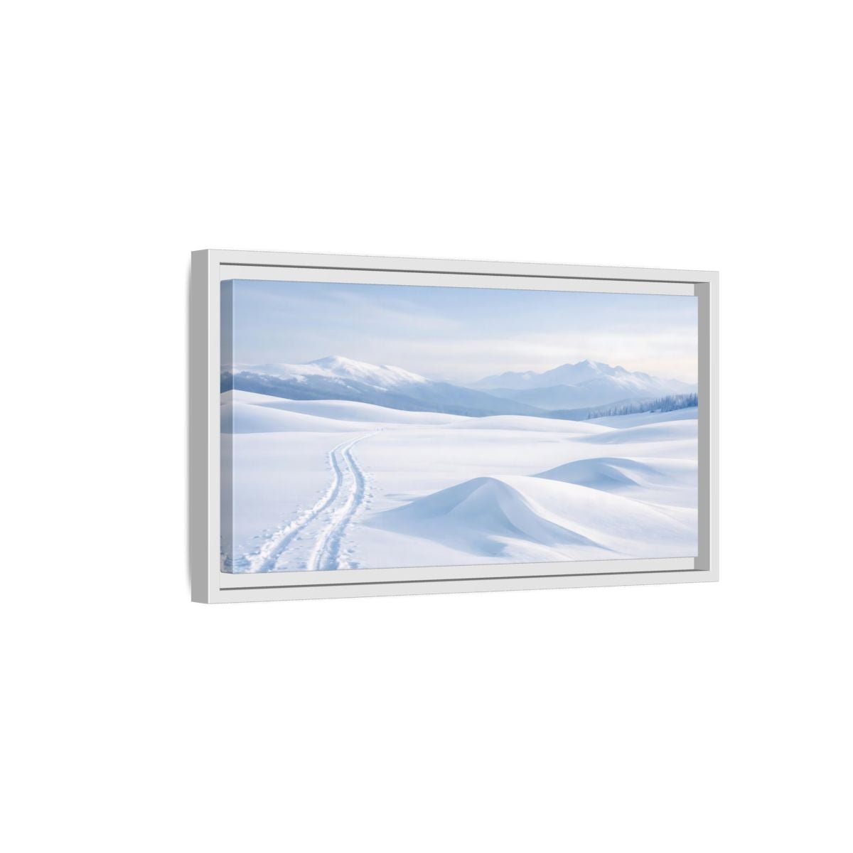 Landscape Nature Winter Snowy Blue - Framed Canvas Wall Art Print - YesArtYes