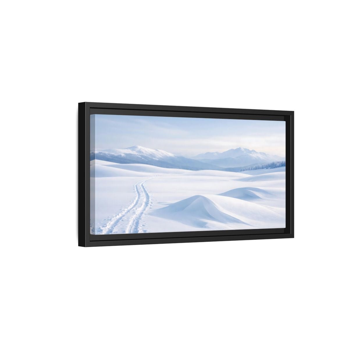Landscape Nature Winter Snowy Blue - Framed Canvas Wall Art Print - YesArtYes