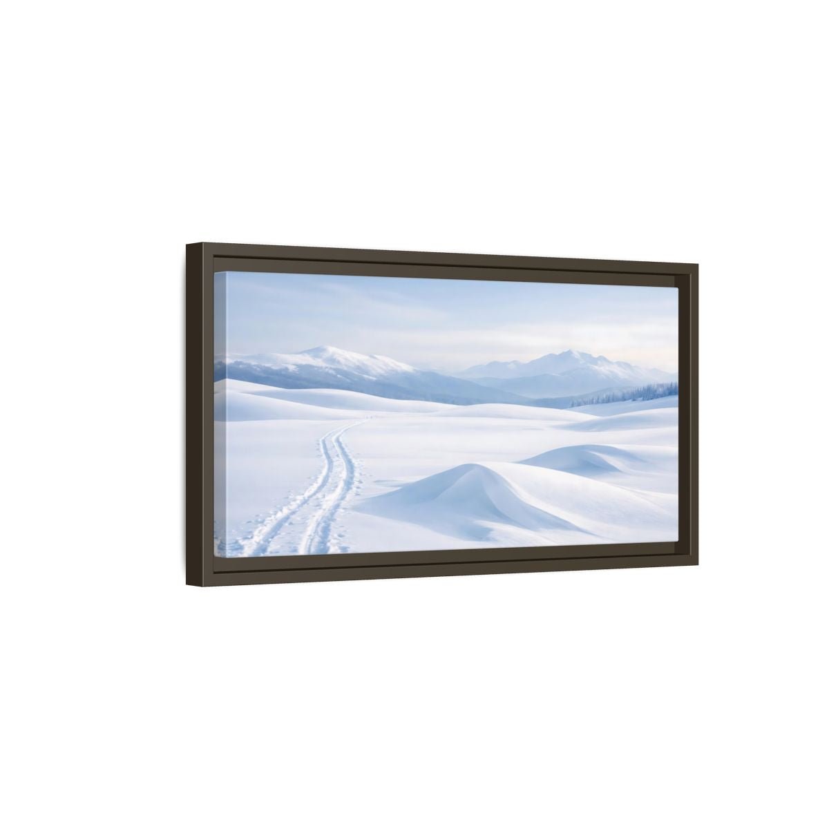 Landscape Nature Winter Snowy Blue - Framed Canvas Wall Art Print - YesArtYes