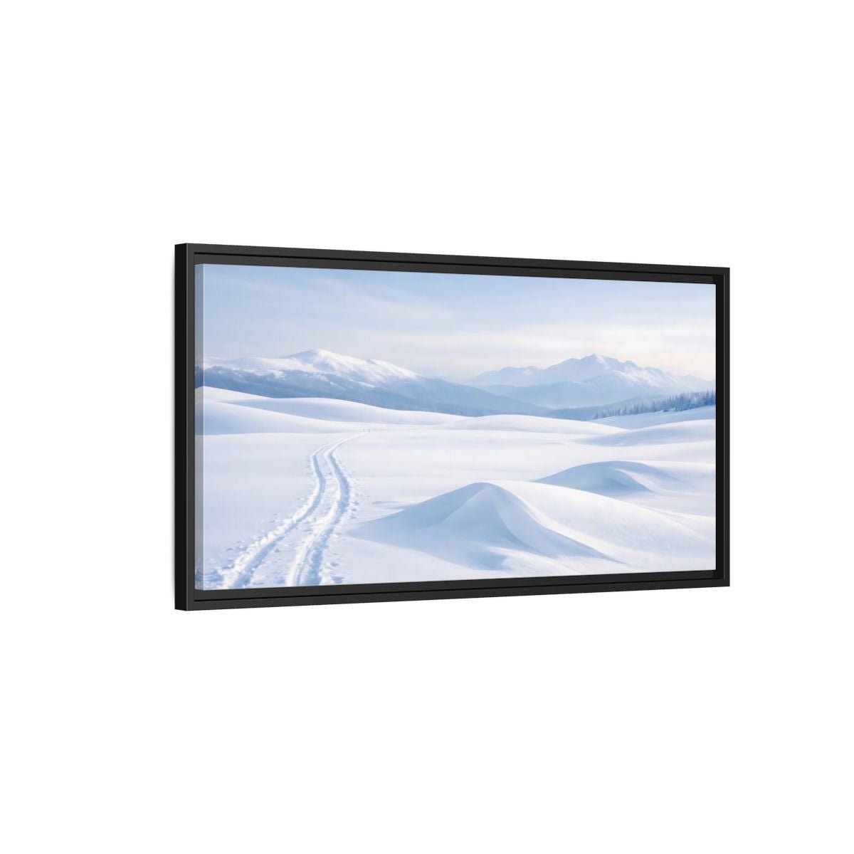 Landscape Nature Winter Snowy Blue - Framed Canvas Wall Art Print - YesArtYes