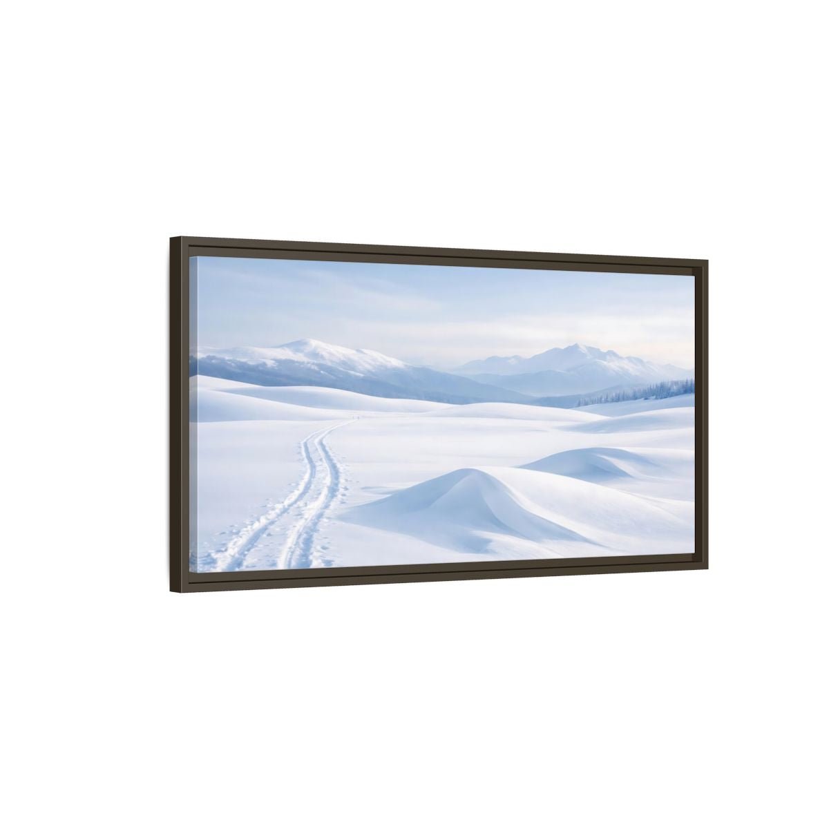 Landscape Nature Winter Snowy Blue - Framed Canvas Wall Art Print - YesArtYes
