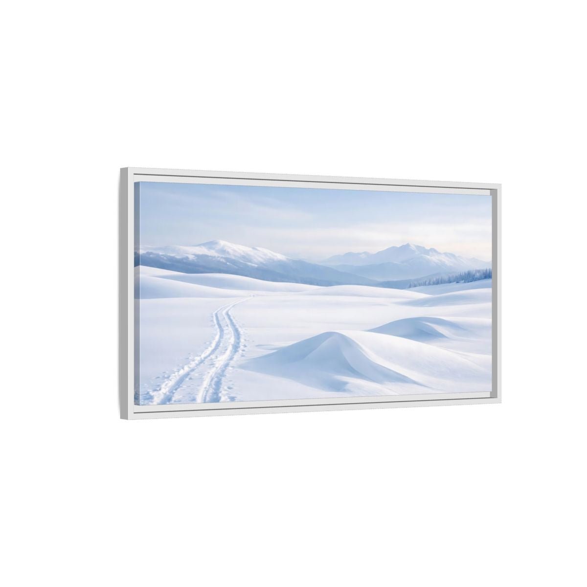 Landscape Nature Winter Snowy Blue - Framed Canvas Wall Art Print - YesArtYes