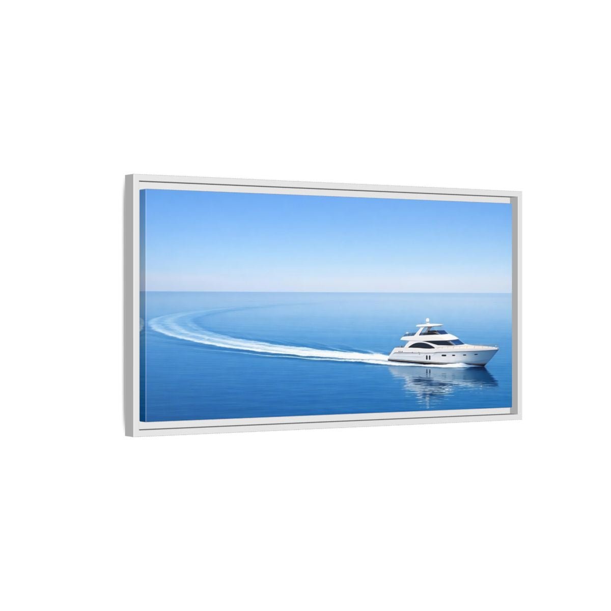 Landscape Nature Yacht Blue Ocean - Framed Canvas Wall Art Print - YesArtYes