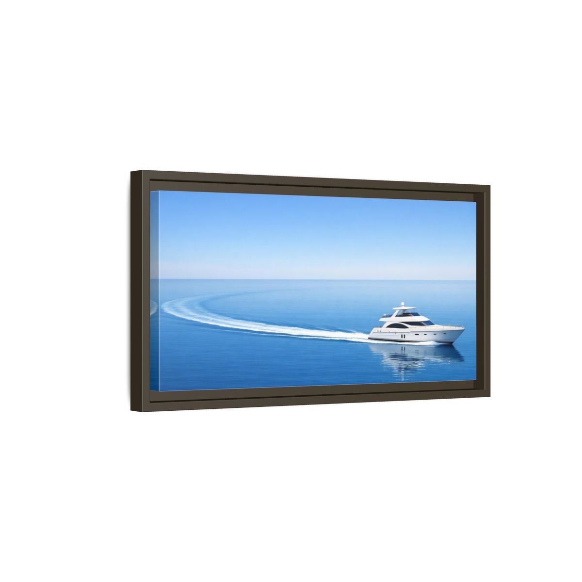 Landscape Nature Yacht Blue Ocean - Framed Canvas Wall Art Print - YesArtYes