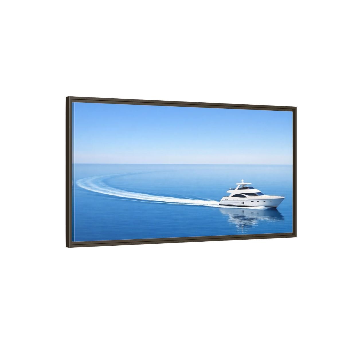 Landscape Nature Yacht Blue Ocean - Framed Canvas Wall Art Print - YesArtYes