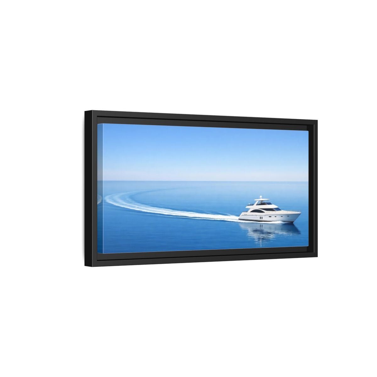 Landscape Nature Yacht Blue Ocean - Framed Canvas Wall Art Print - YesArtYes
