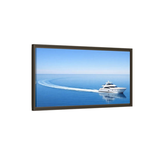 Landscape Nature Yacht Blue Ocean - Framed Canvas Wall Art Print - YesArtYes