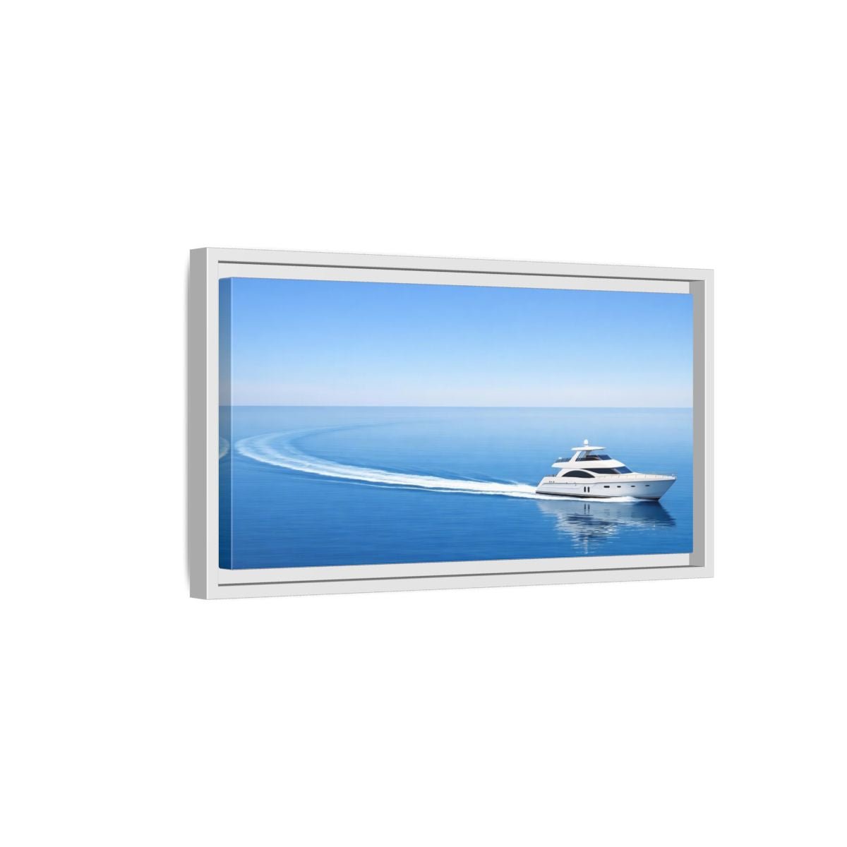 Landscape Nature Yacht Blue Ocean - Framed Canvas Wall Art Print - YesArtYes