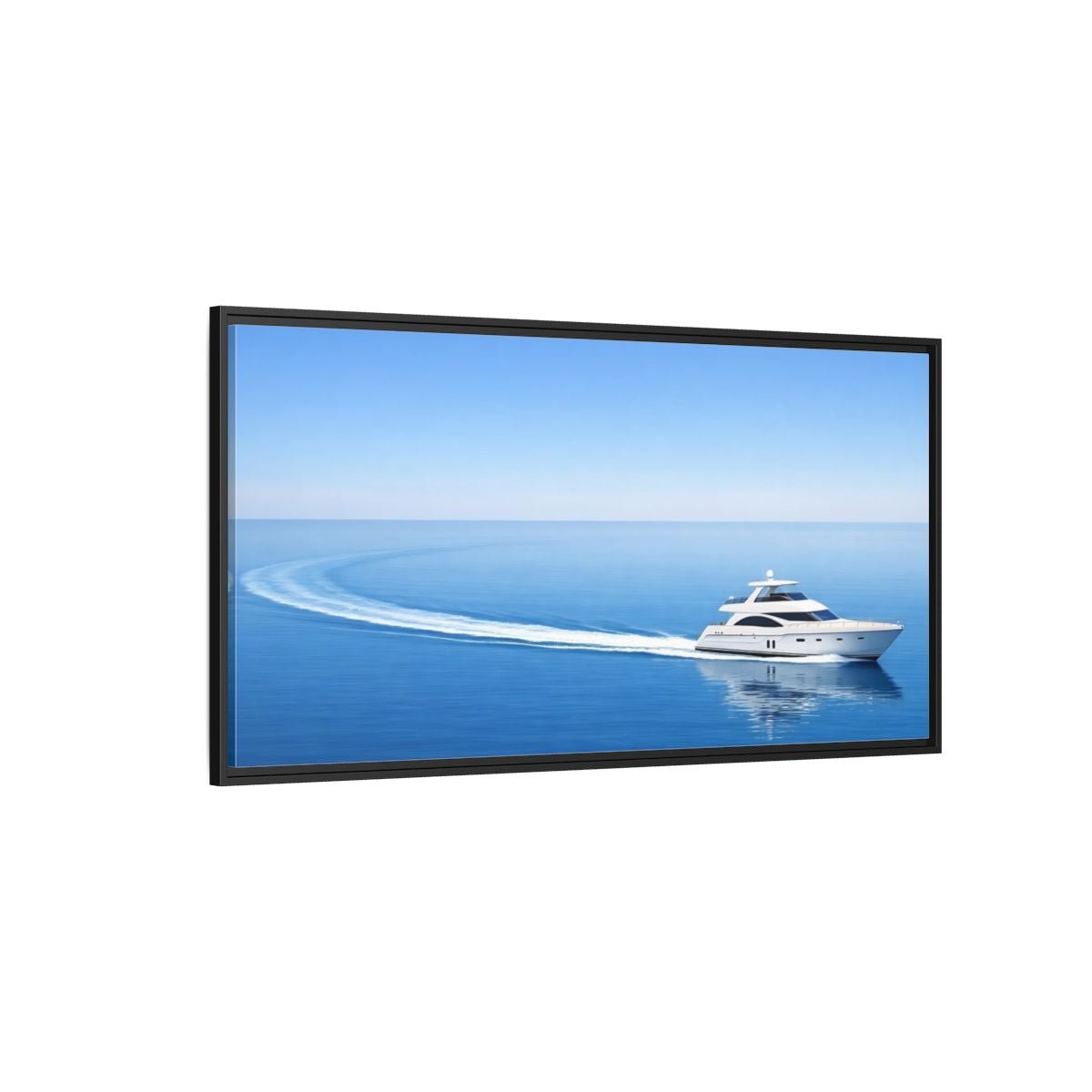 Landscape Nature Yacht Blue Ocean - Framed Canvas Wall Art Print - YesArtYes
