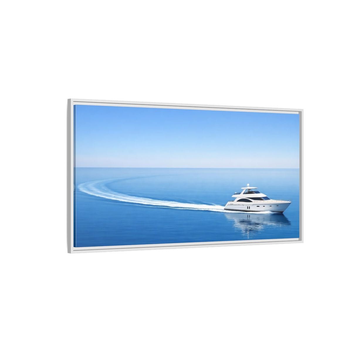 Landscape Nature Yacht Blue Ocean - Framed Canvas Wall Art Print - YesArtYes