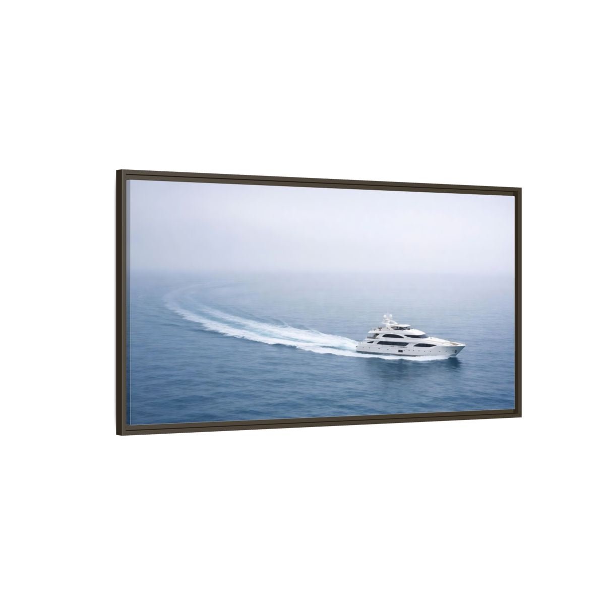 Landscape Nature Yacht White Blue Sea - Framed Canvas Wall Art Print - YesArtYes