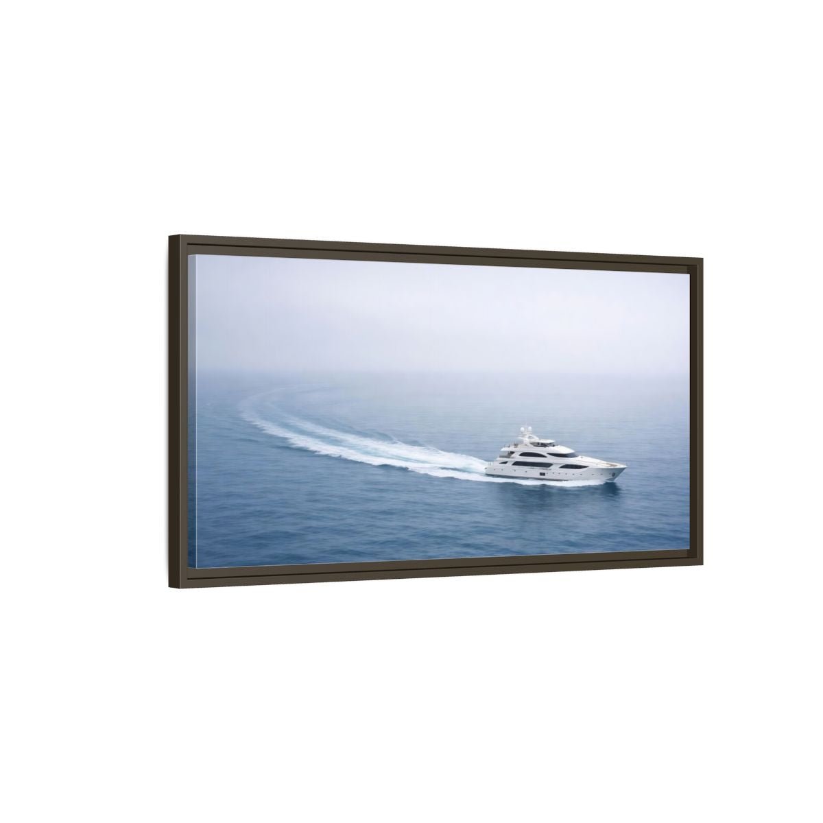 Landscape Nature Yacht White Blue Sea - Framed Canvas Wall Art Print - YesArtYes