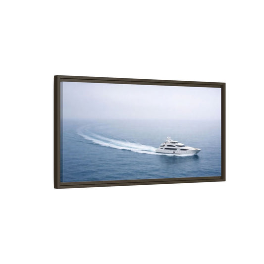 Landscape Nature Yacht White Blue Sea - Framed Canvas Wall Art Print - YesArtYes
