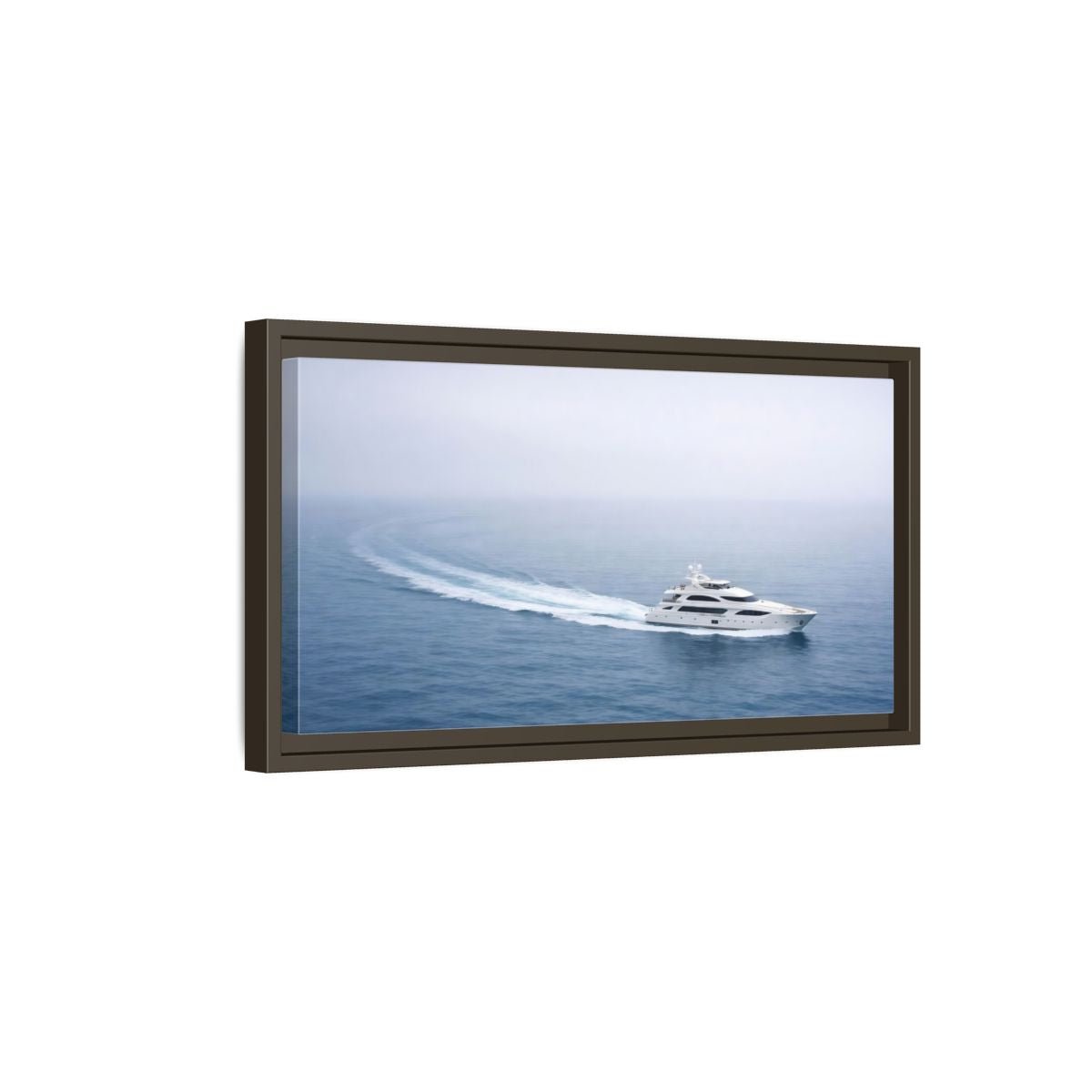 Landscape Nature Yacht White Blue Sea - Framed Canvas Wall Art Print - YesArtYes