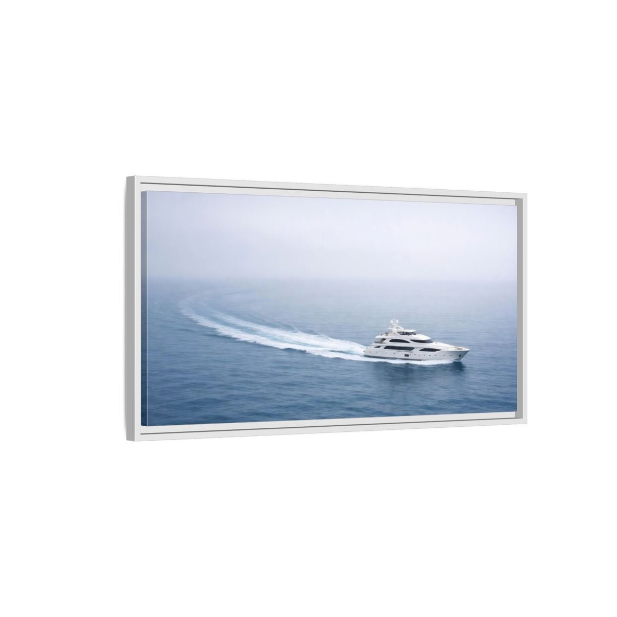 Landscape Nature Yacht White Blue Sea - Framed Canvas Wall Art Print - YesArtYes