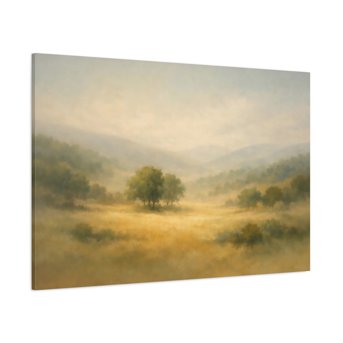 Landscape Trees Hills shown as stretched canvas wall art
