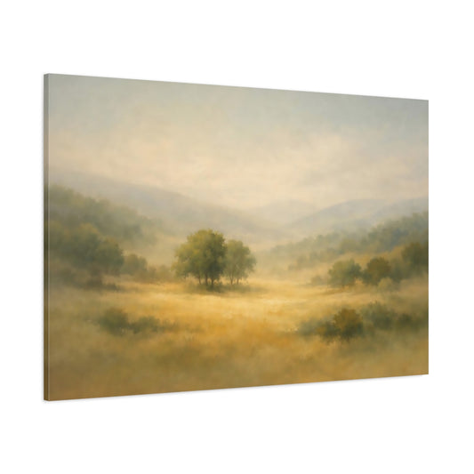 Landscape Trees Hills shown as stretched canvas wall art