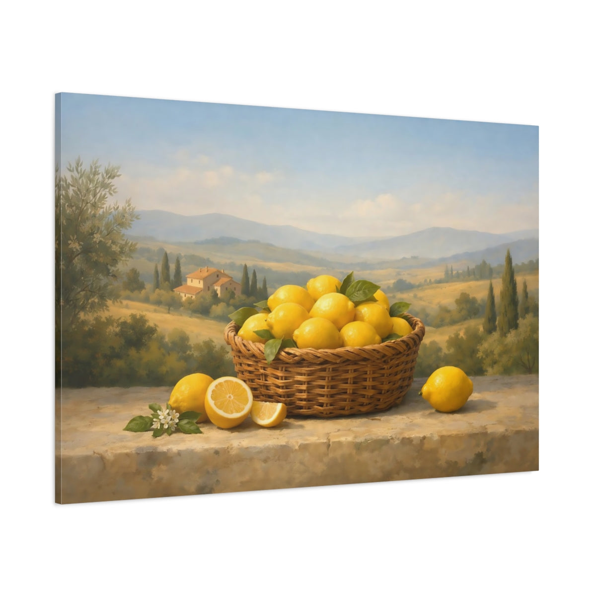 Landscape Tuscan Lemons shown as stretched canvas wall art