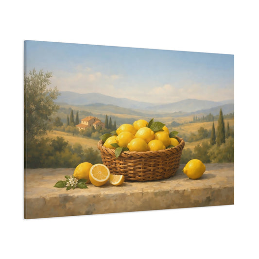 Landscape Tuscan Lemons shown as stretched canvas wall art
