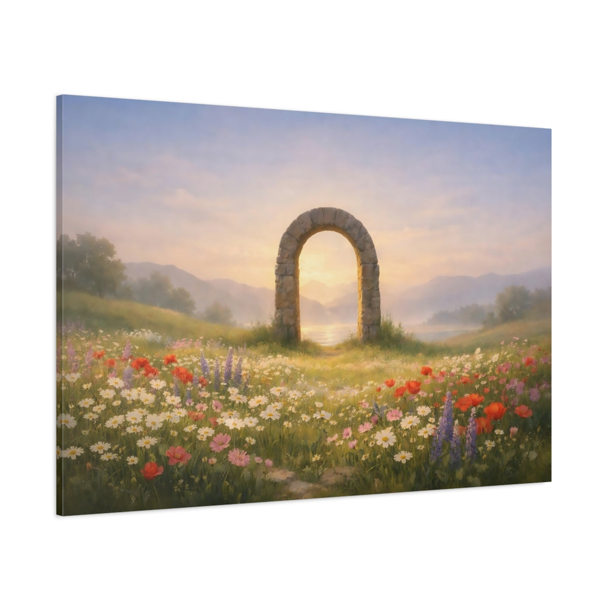 Landscape Wildflowers Calm shown as stretched canvas wall art