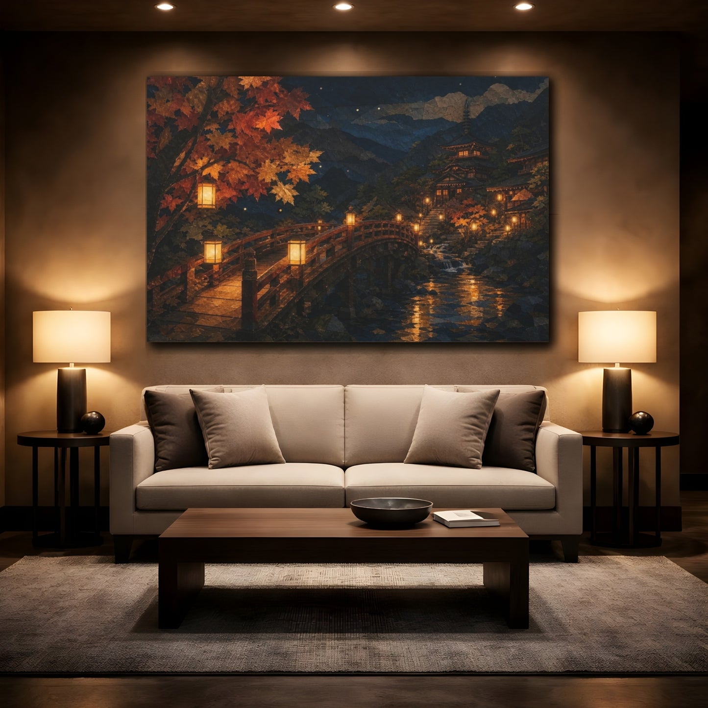 Mockup 2. Lantern Bridge At Temple shown as canvas print