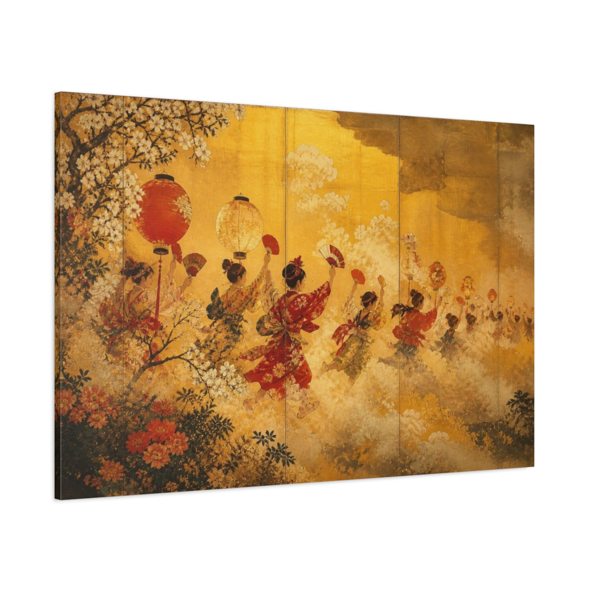 Side Mockup 1. Lantern Festival Dance shown as canvas print
