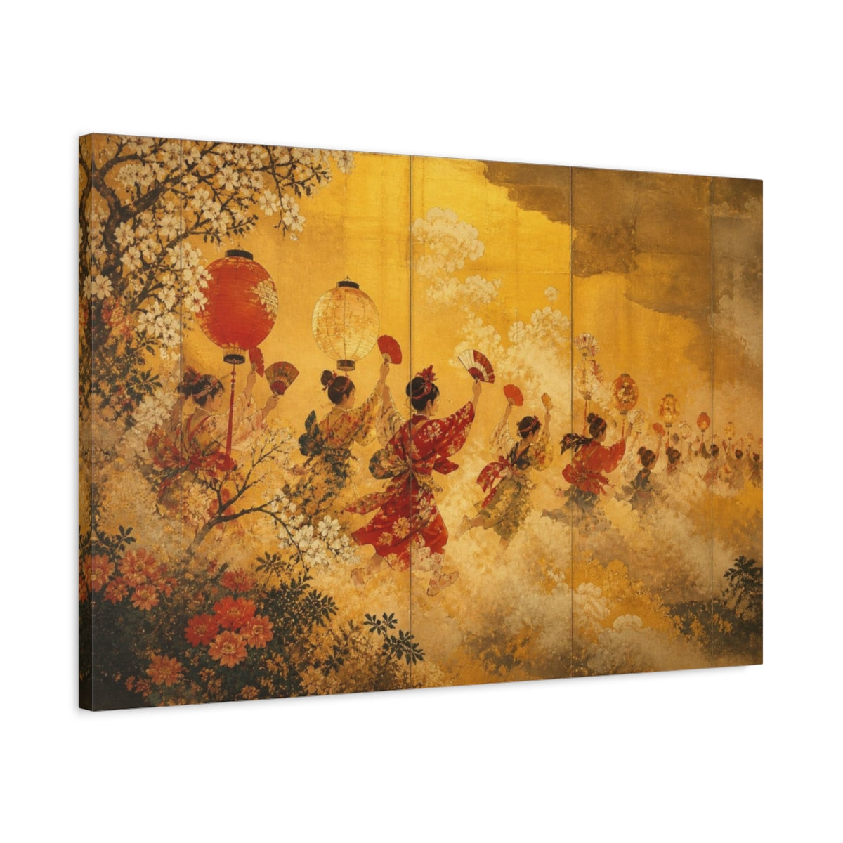 Side Mockup 2. Lantern Festival Dance shown as canvas print
