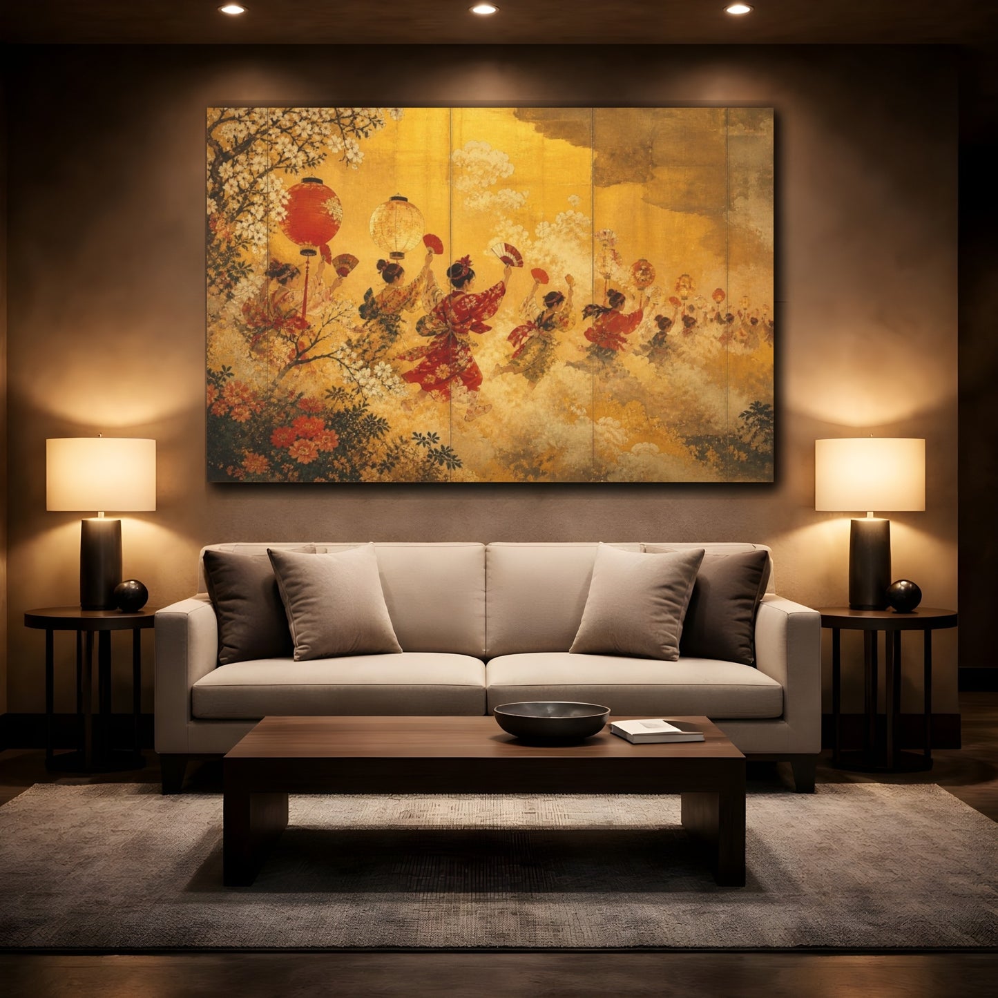 Mockup 2. Lantern Festival Dance shown as canvas print